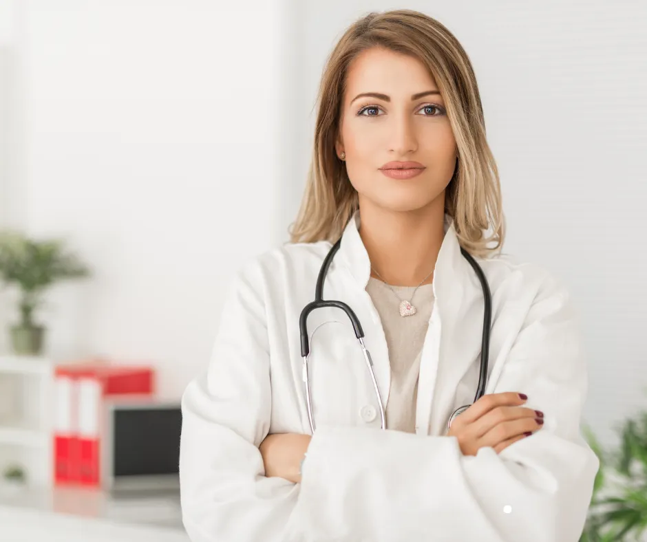 Female doctor looking head-on