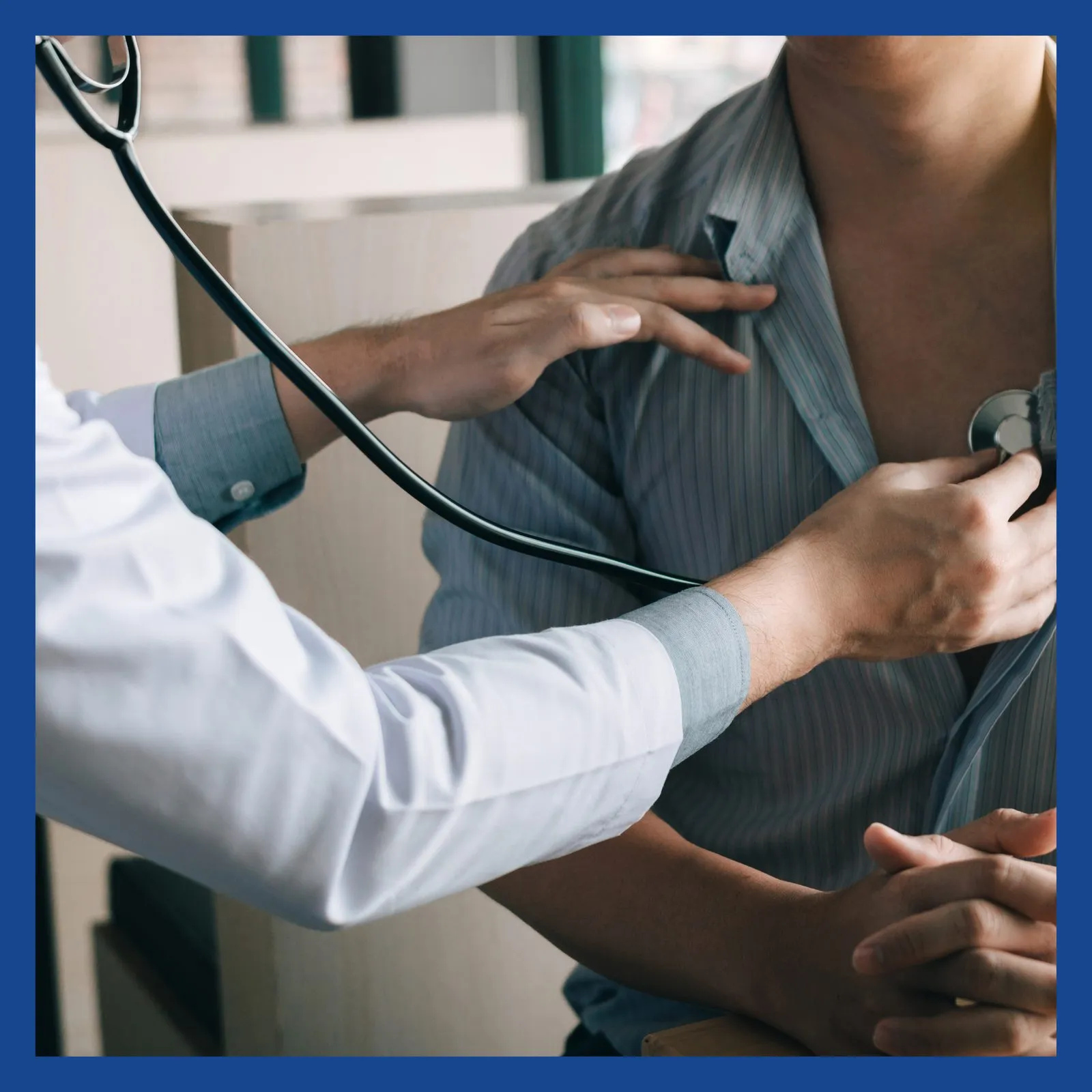Doctor checking a patient's heartbeat, TM Flow System vascular health monitoring