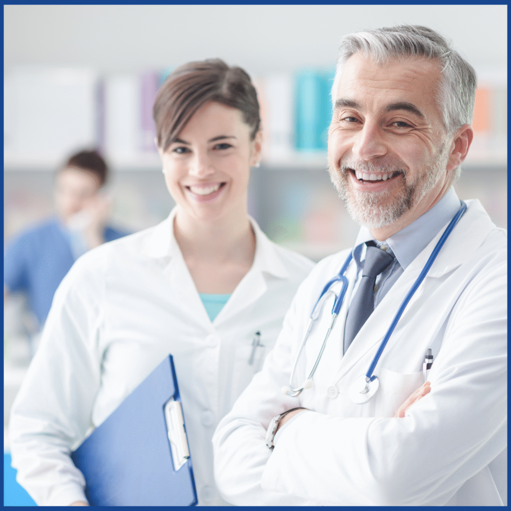 Small team of doctors smiling
