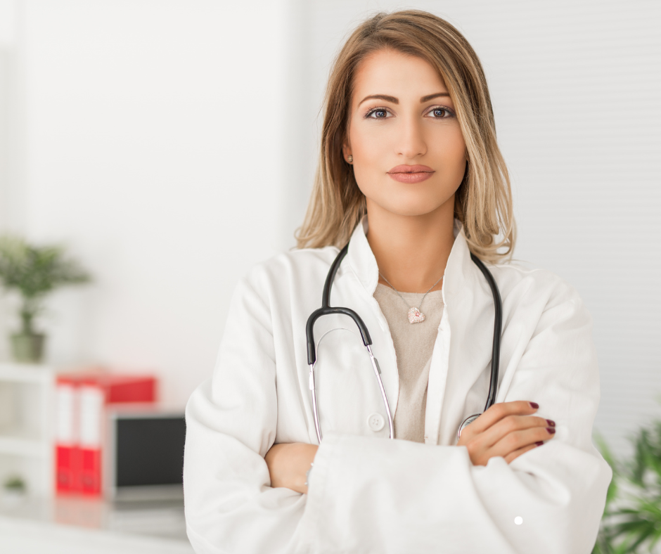 Female doctor looking head-on