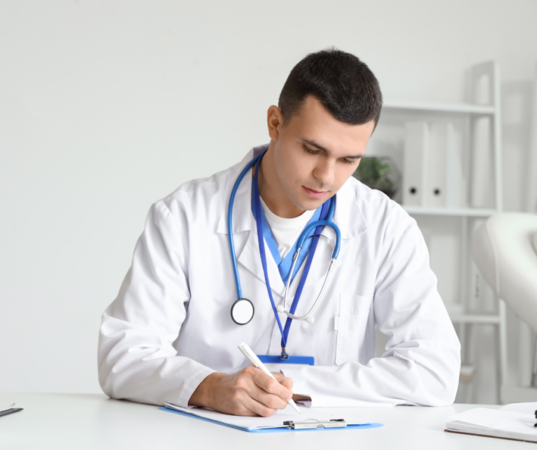 Doctor reviewing patient notes